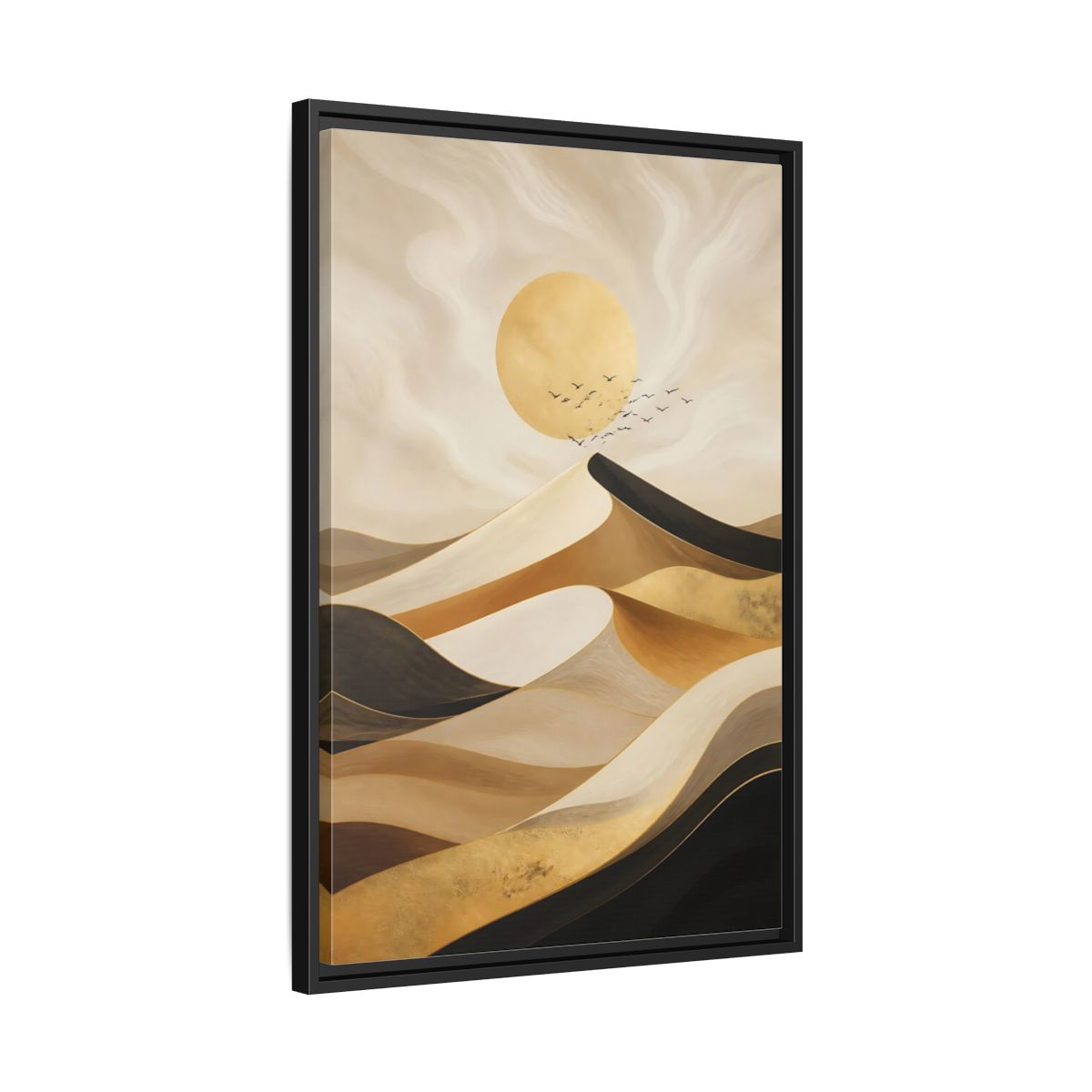Side Mockup 14. Nature Desert Dunes Gold Desert Dunes shown as stretched canvas wall art
