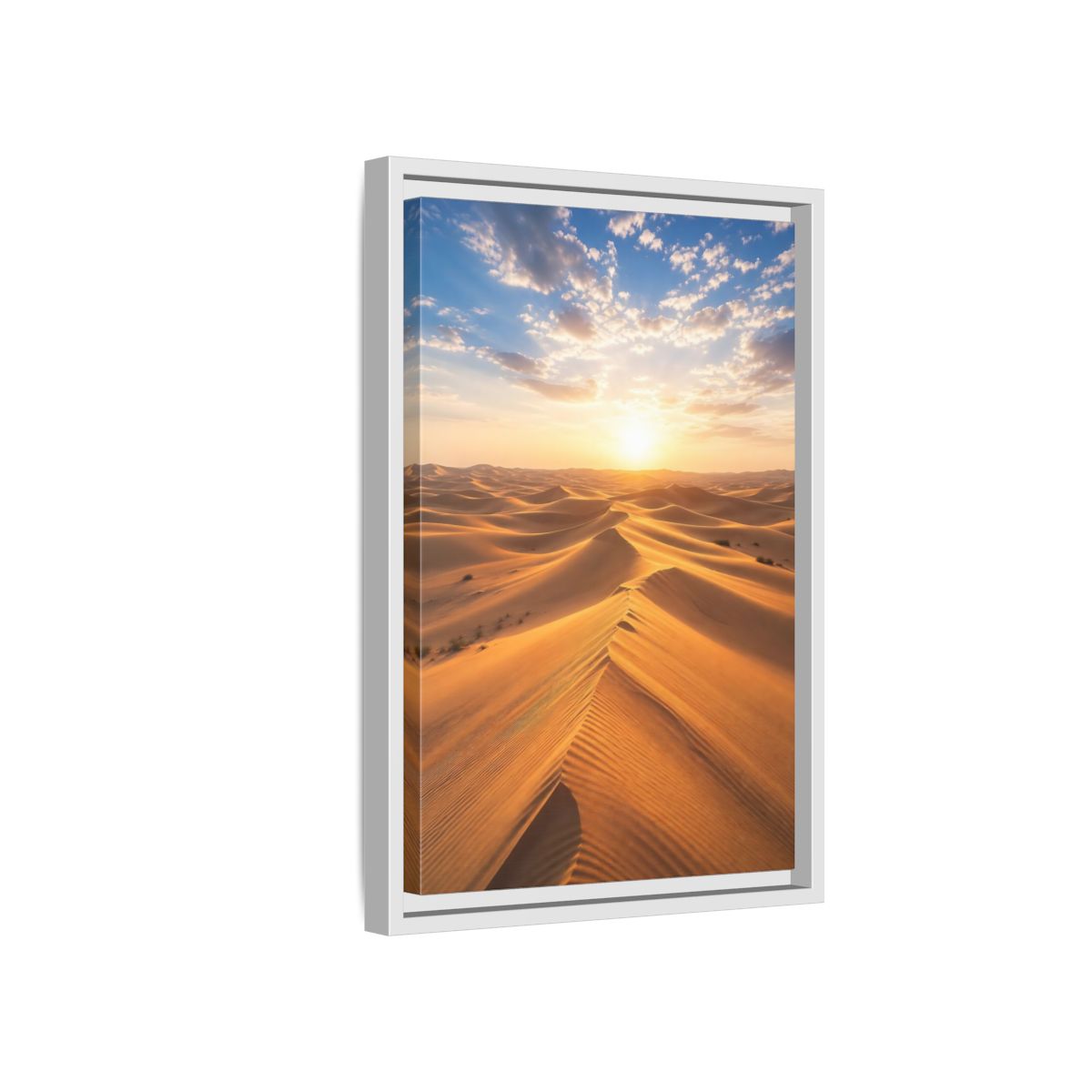 Side Mockup 4. Nature Desert Dunes Golden Desert Sunset shown as stretched canvas wall art