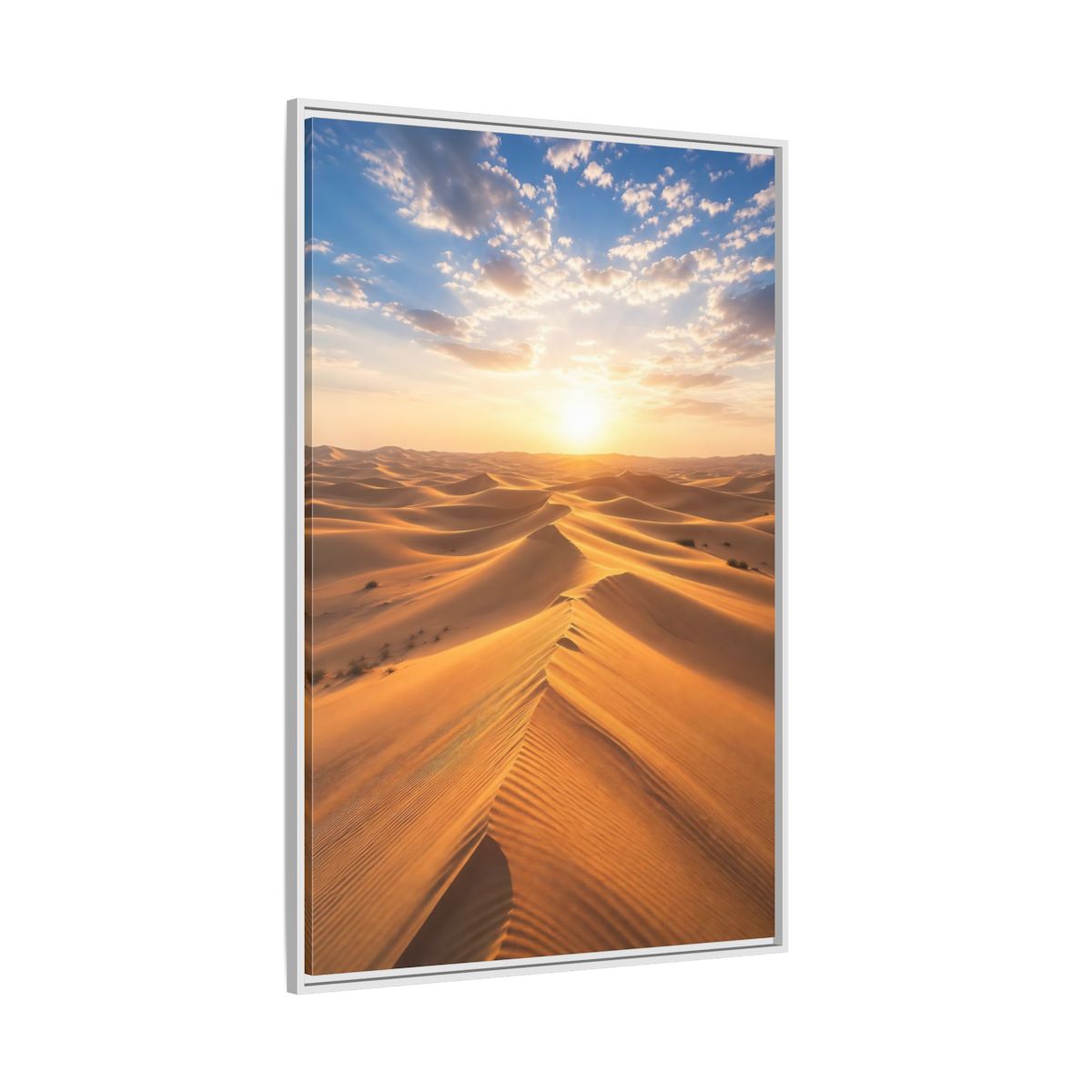 Side Mockup 7. Nature Desert Dunes Golden Desert Sunset shown as stretched canvas wall art