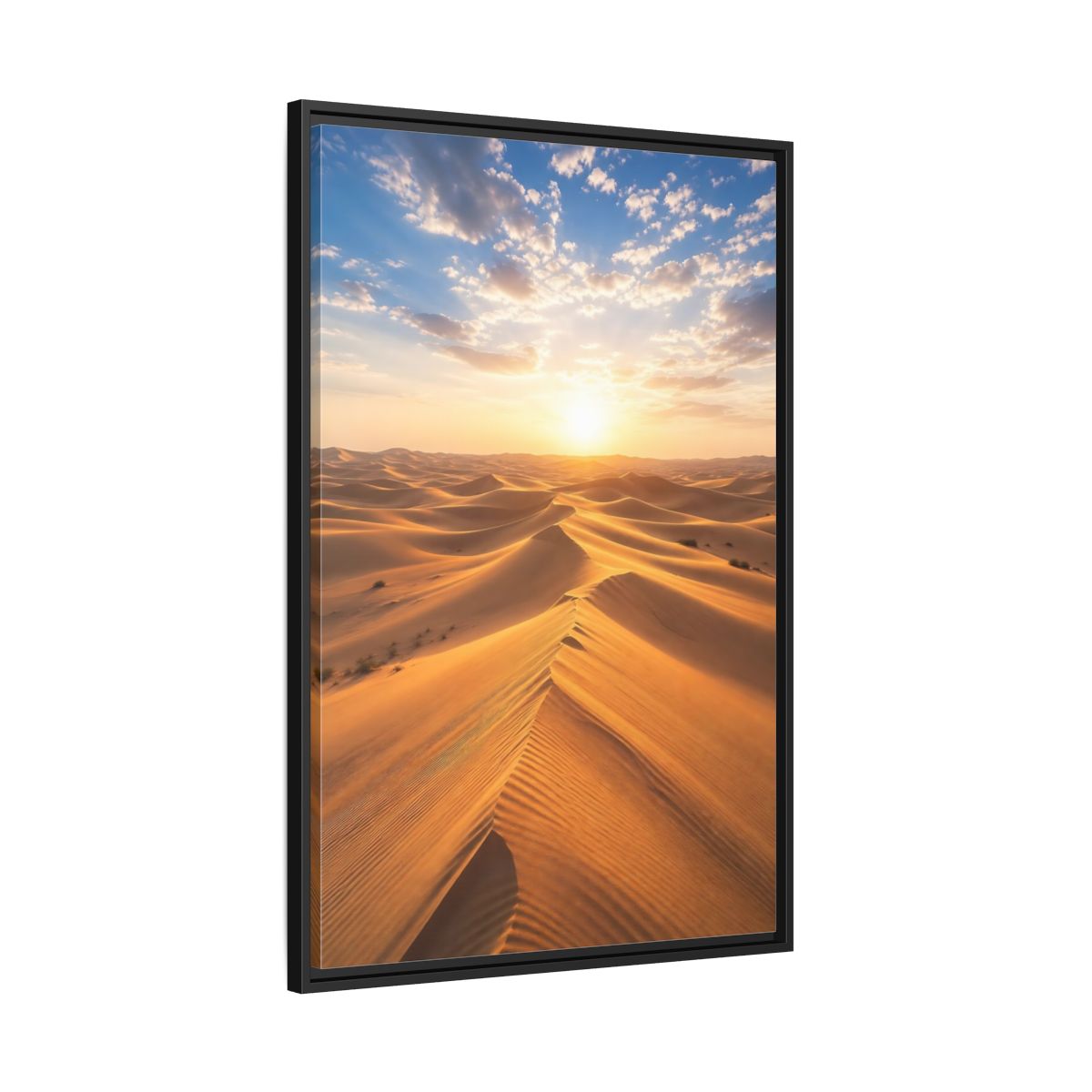 Side Mockup 13. Nature Desert Dunes Golden Desert Sunset shown as stretched canvas wall art