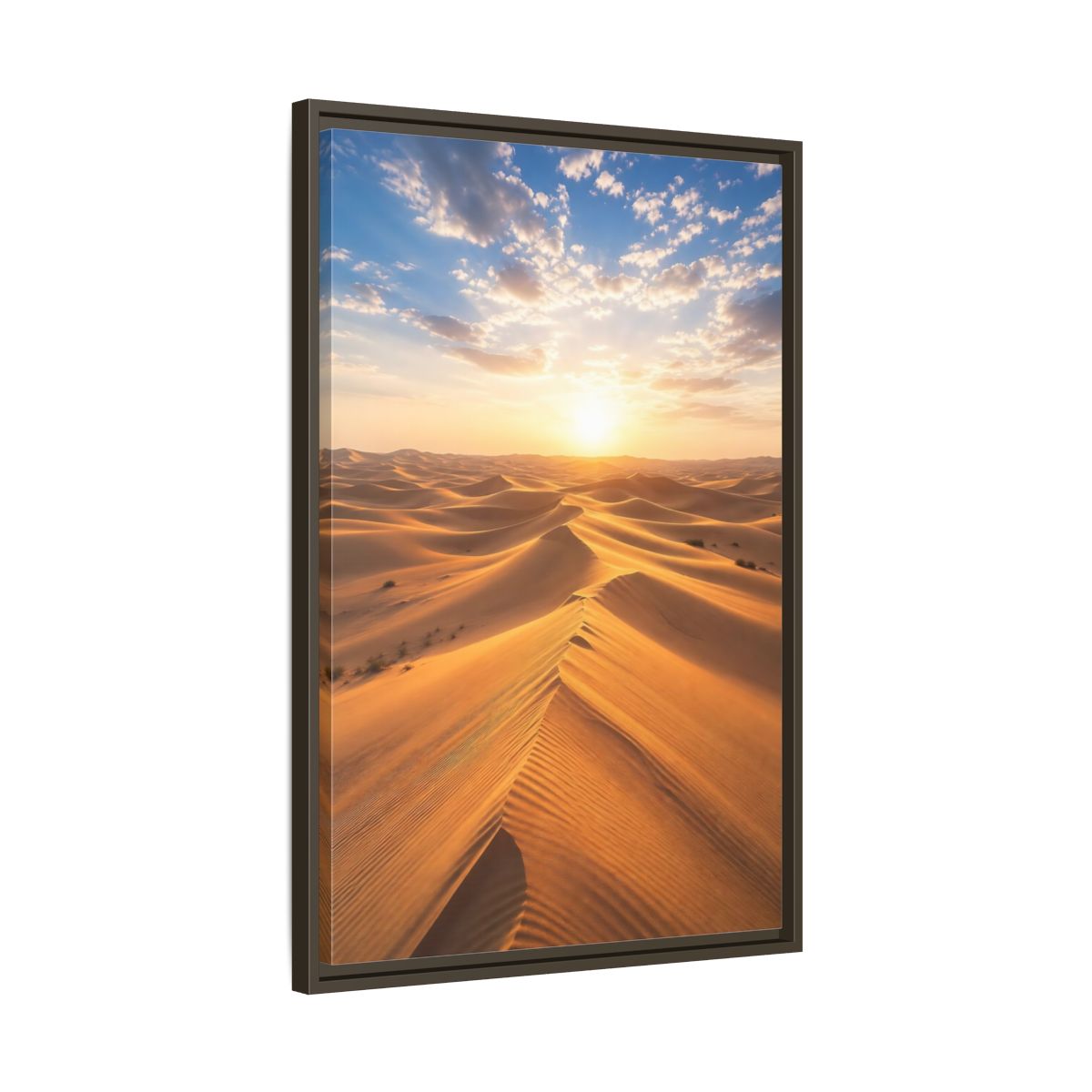 Side Mockup 11. Nature Desert Dunes Golden Desert Sunset shown as stretched canvas wall art