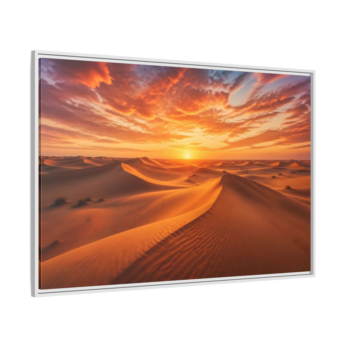 Side Mockup 7. Nature Desert Dunes Orange Desert Sunset shown as stretched canvas wall art
