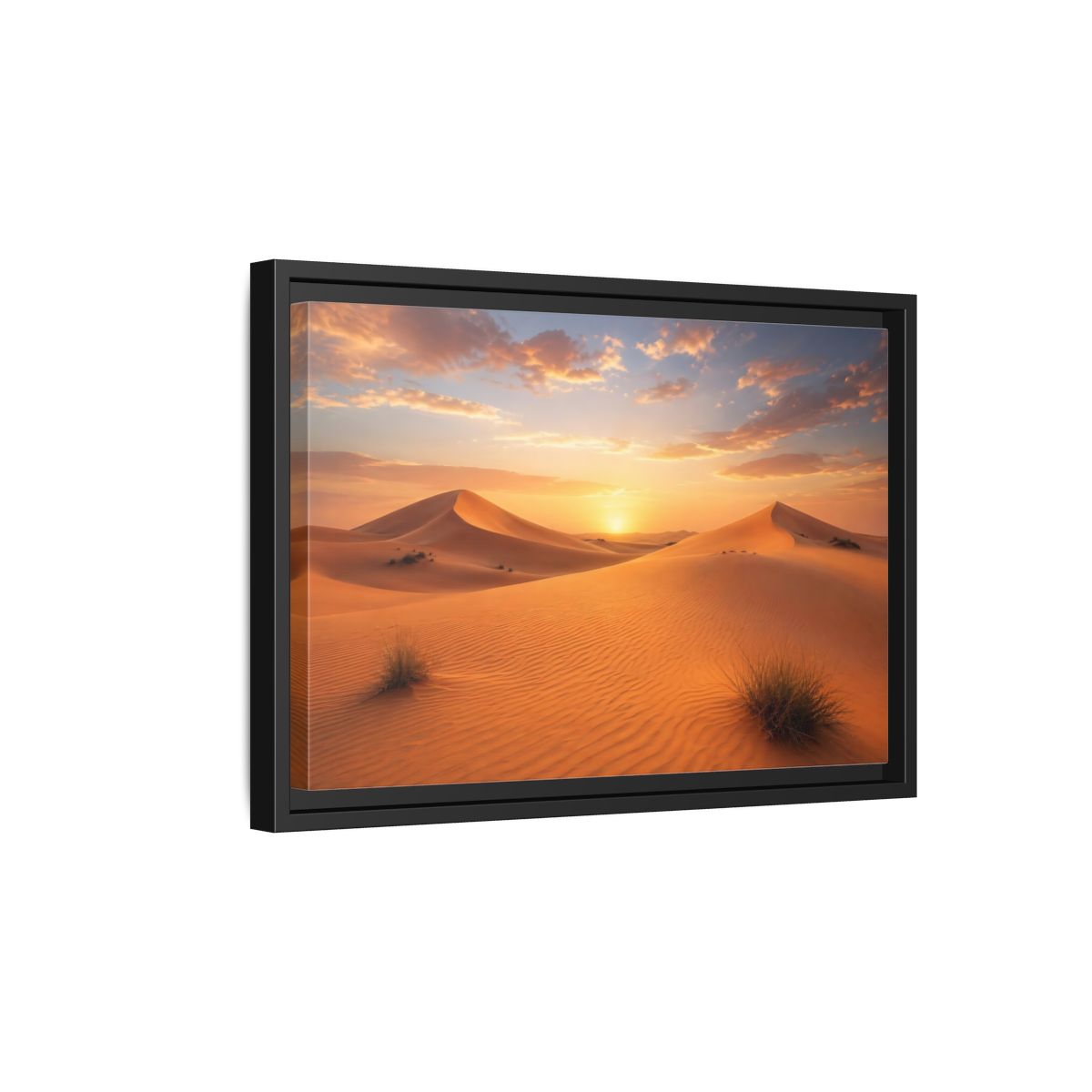 Side Mockup 6. Nature Desert Dunes Desert Sunset Orange shown as stretched canvas wall art