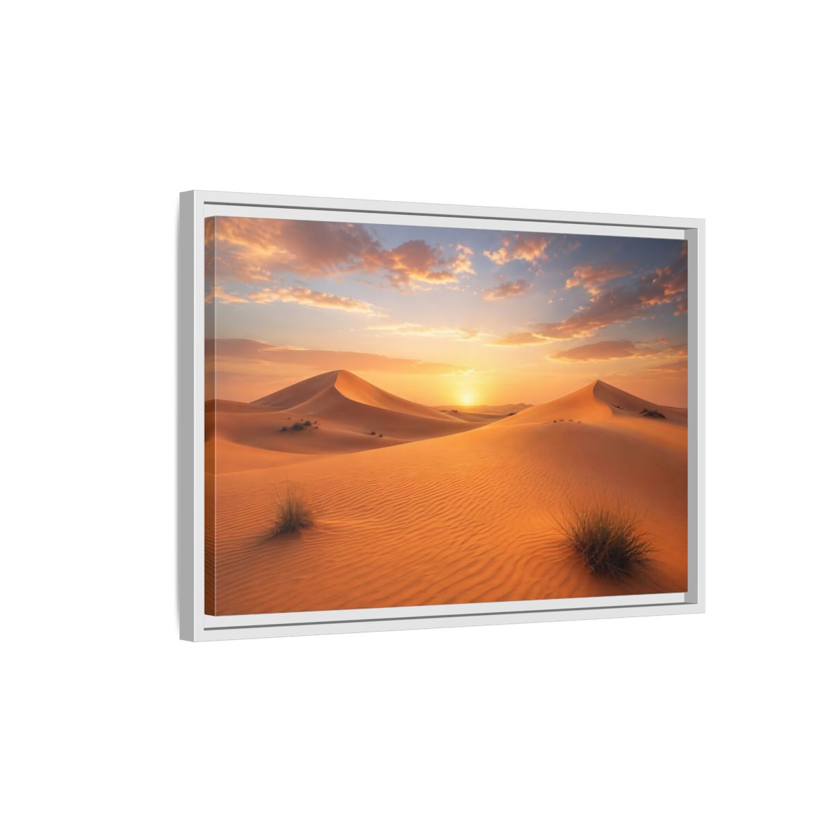 Side Mockup 1. Nature Desert Dunes Desert Sunset Orange shown as stretched canvas wall art