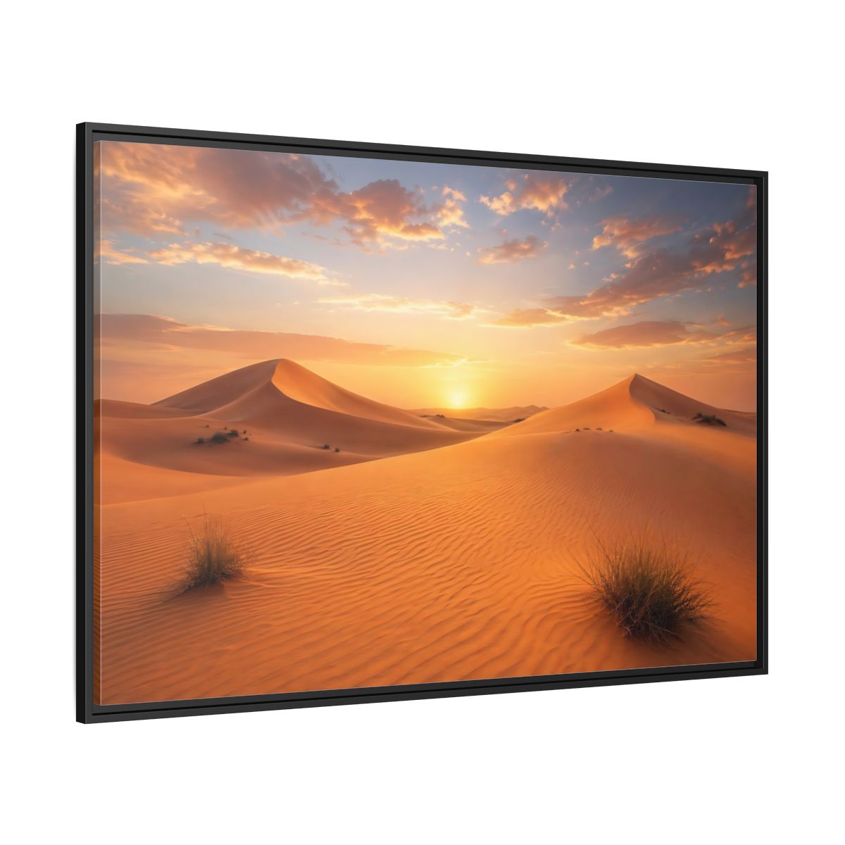Side Mockup 12. Nature Desert Dunes Desert Sunset Orange shown as stretched canvas wall art