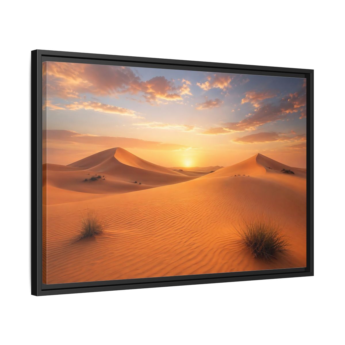 Side Mockup 14. Nature Desert Dunes Desert Sunset Orange shown as stretched canvas wall art