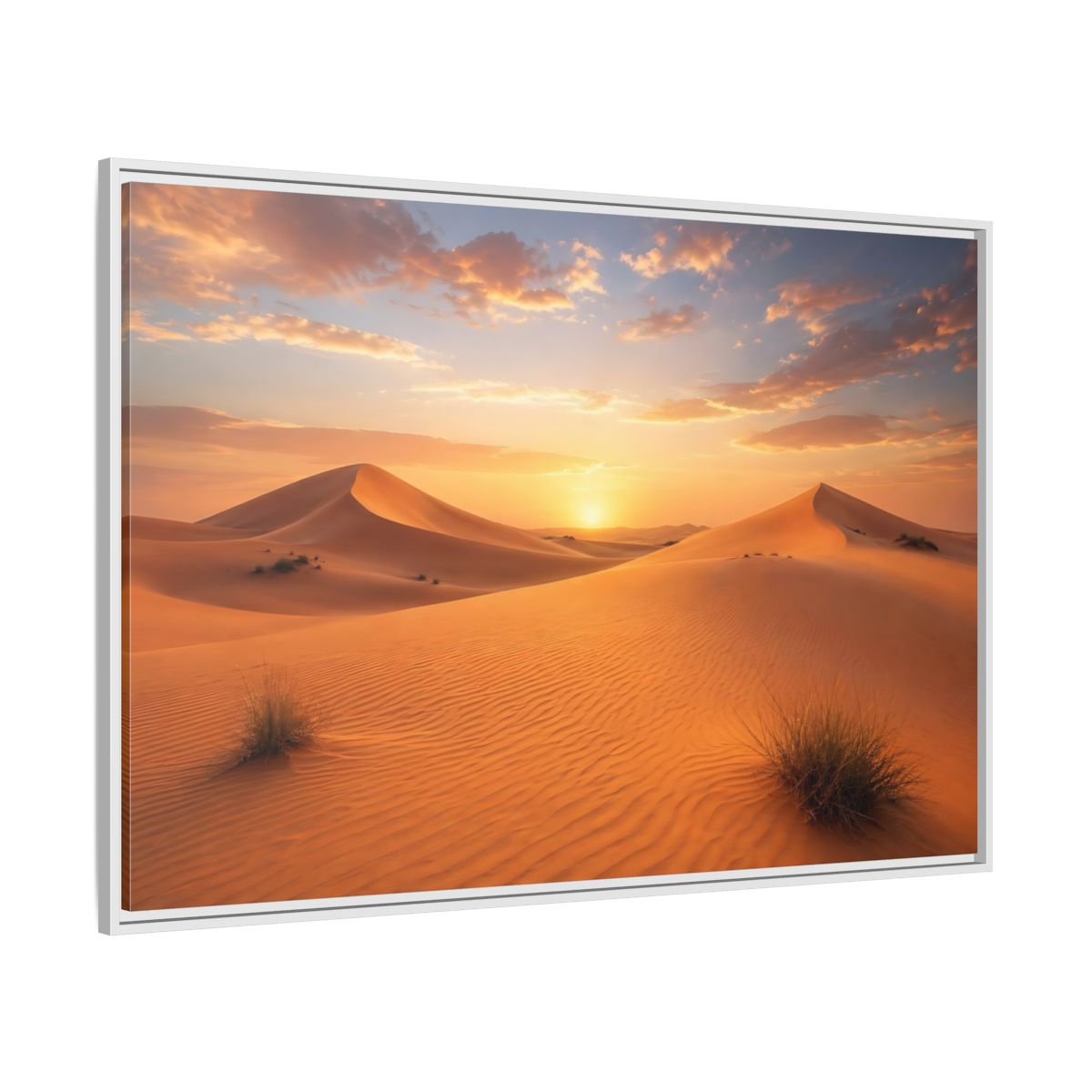 Side Mockup 7. Nature Desert Dunes Desert Sunset Orange shown as stretched canvas wall art