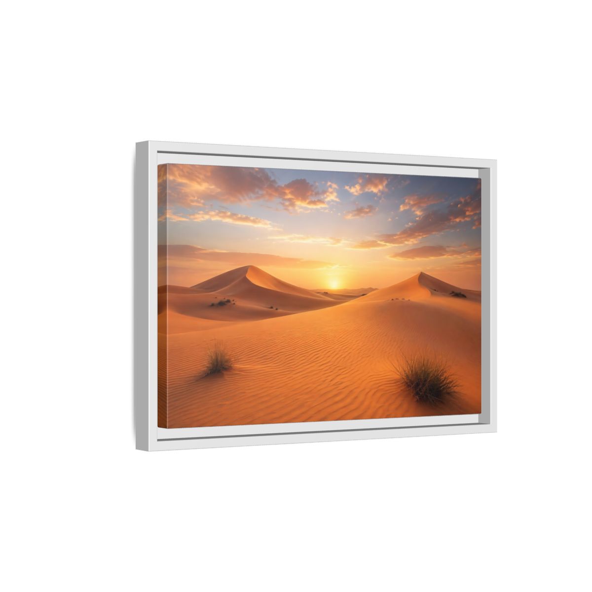 Side Mockup 4. Nature Desert Dunes Desert Sunset Orange shown as stretched canvas wall art