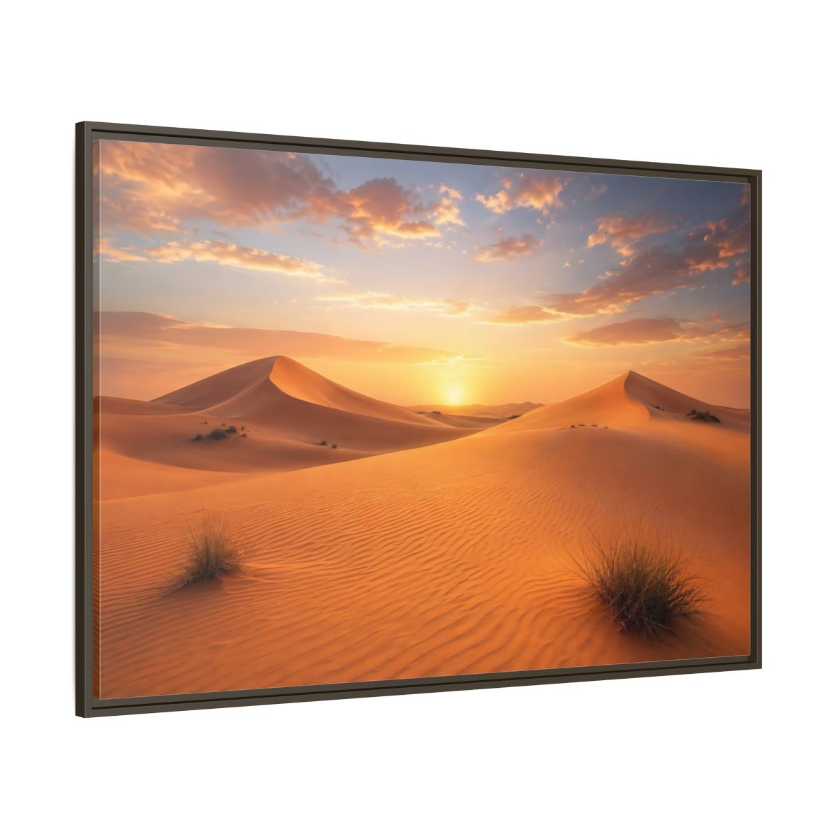 Side Mockup 8. Nature Desert Dunes Desert Sunset Orange shown as stretched canvas wall art