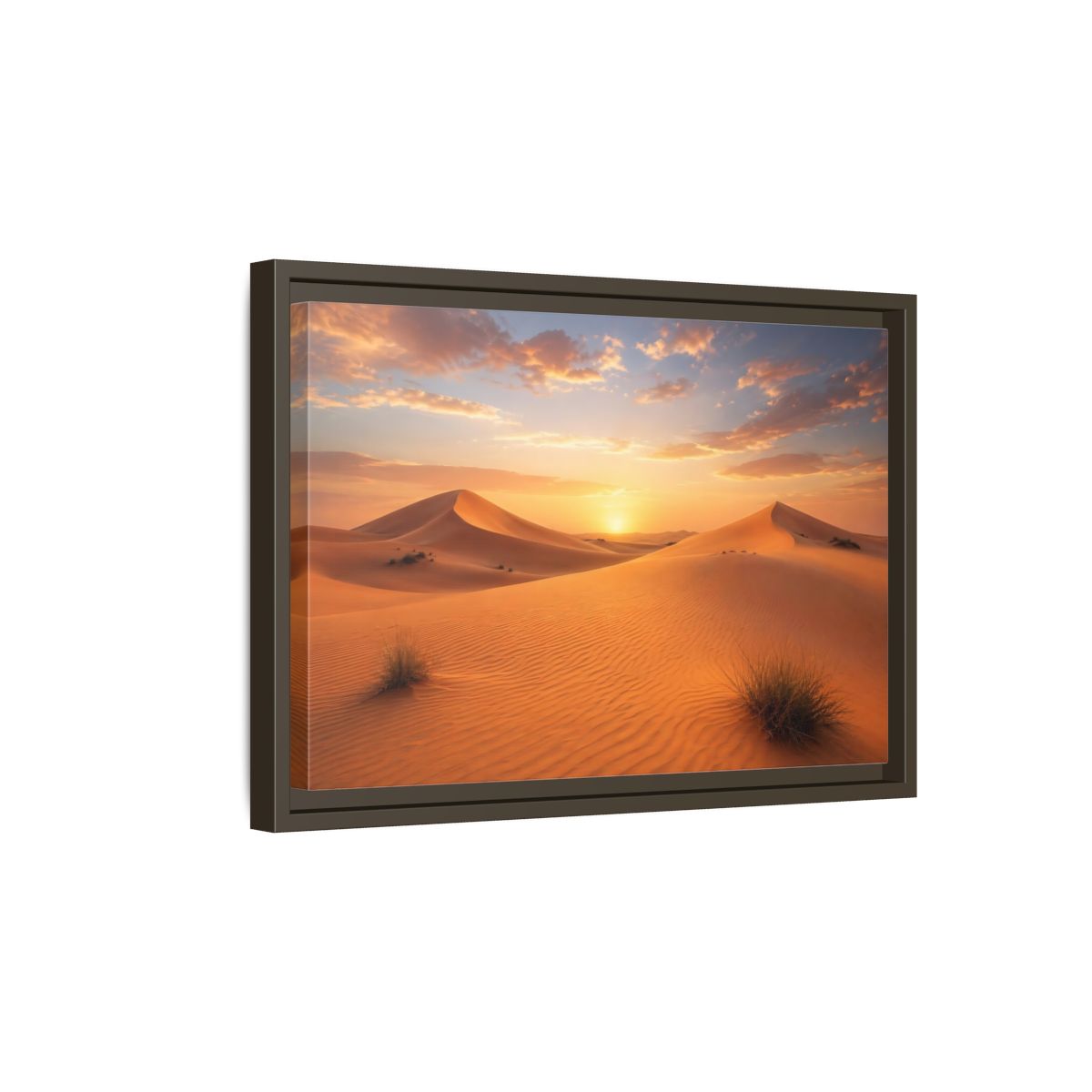 Side Mockup 5. Nature Desert Dunes Desert Sunset Orange shown as stretched canvas wall art