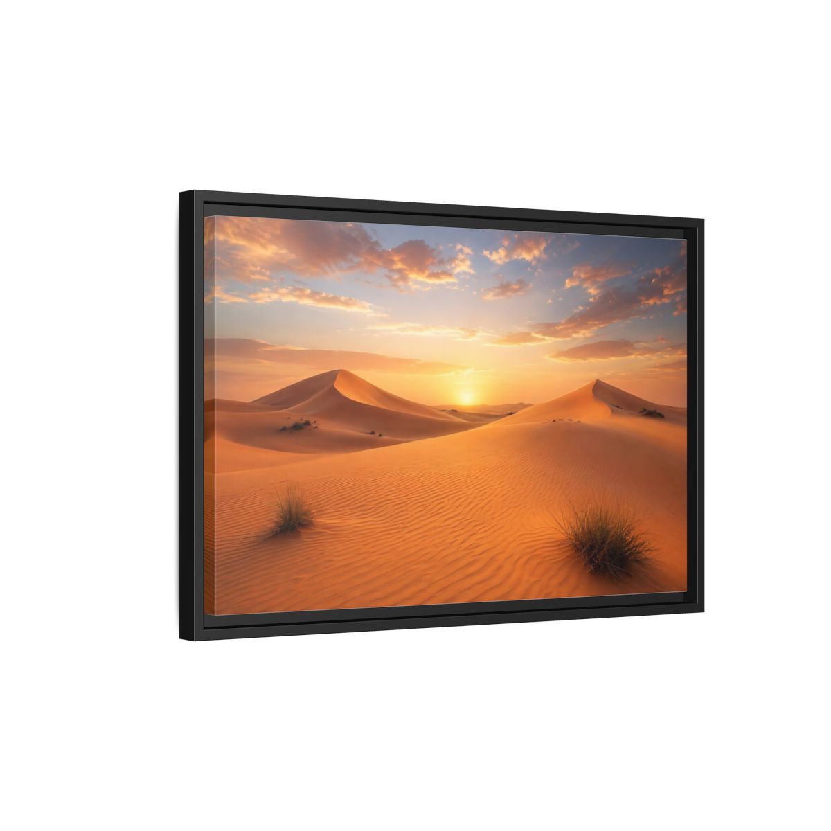 Side Mockup 3. Nature Desert Dunes Desert Sunset Orange shown as stretched canvas wall art