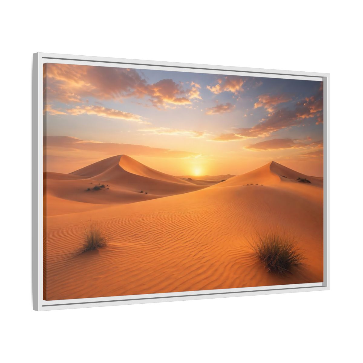Side Mockup 9. Nature Desert Dunes Desert Sunset Orange shown as stretched canvas wall art