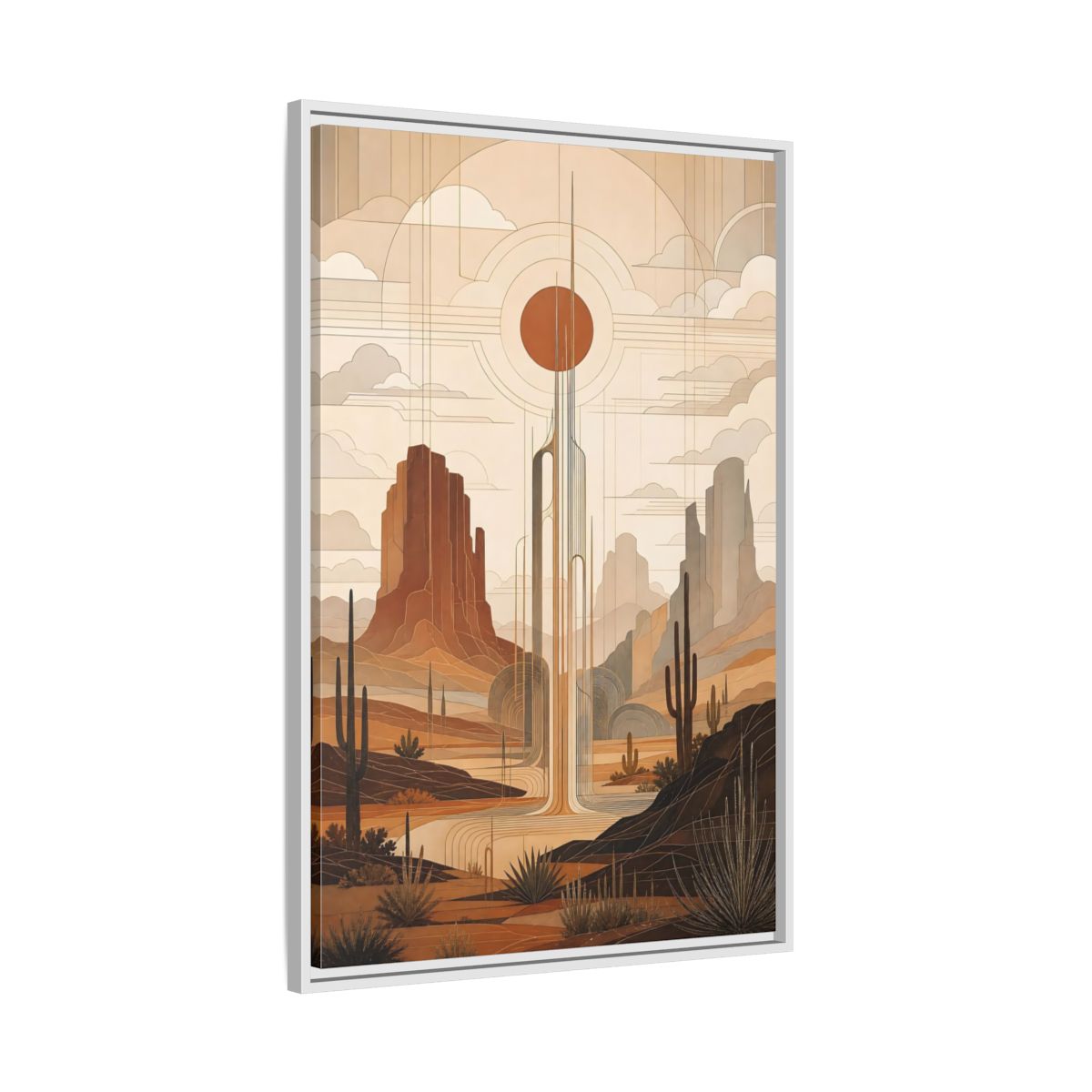 Nature Desert Landscape Art Deco Framed Canvas Wall Art - Decor for Living Room shown as canvas wall art