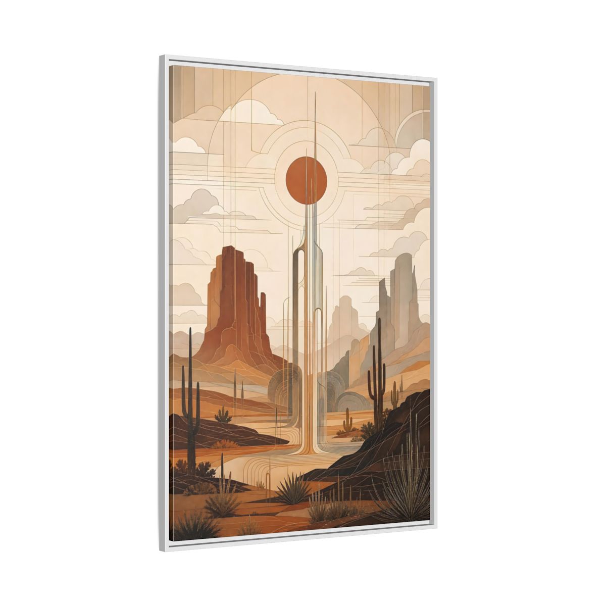Nature Desert Landscape Art Deco Framed Canvas Wall Art - Decor for Living Room shown as canvas wall art