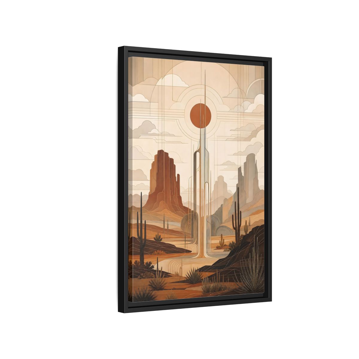 Nature Desert Landscape Art Deco Framed Canvas Wall Art - Decor for Living Room shown as canvas wall art