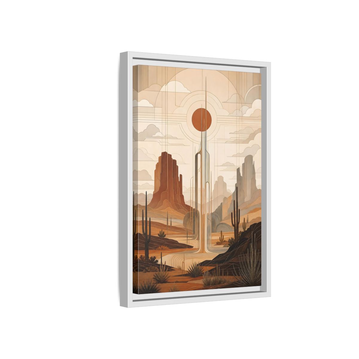 Nature Desert Landscape Art Deco Framed Canvas Wall Art - Decor for Living Room shown as canvas wall art