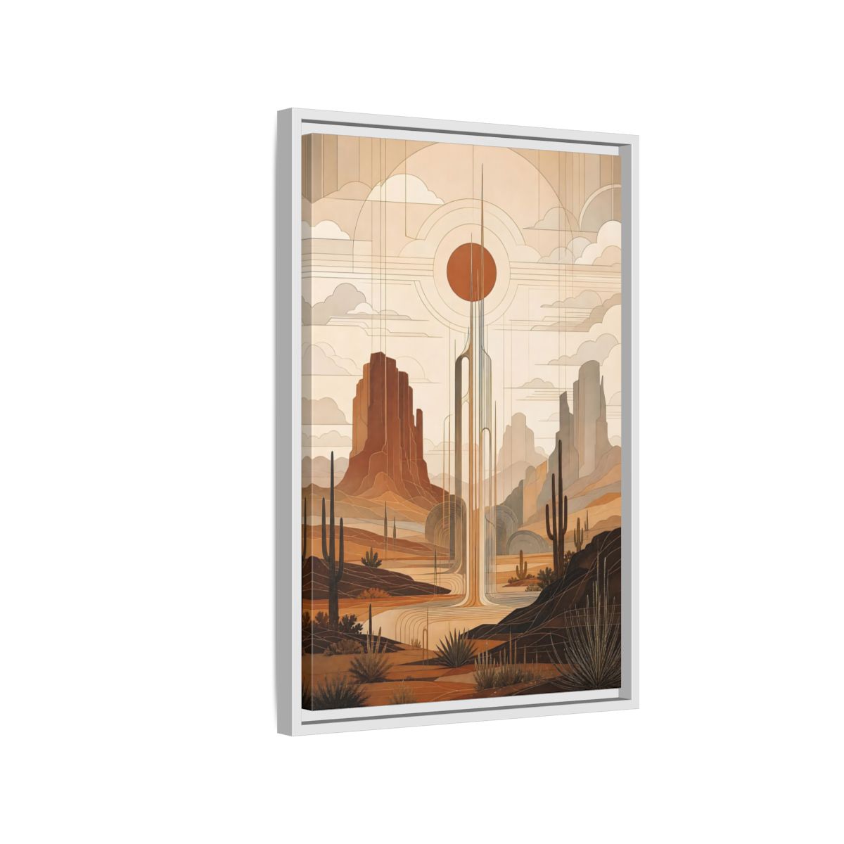 Nature Desert Landscape Art Deco Framed Canvas Wall Art - Decor for Living Room shown as canvas wall art
