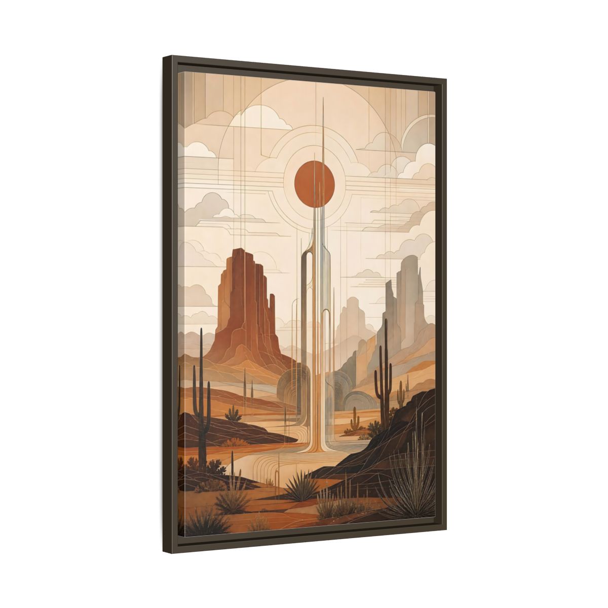 Nature Desert Landscape Art Deco Framed Canvas Wall Art - Decor for Living Room shown as canvas wall art