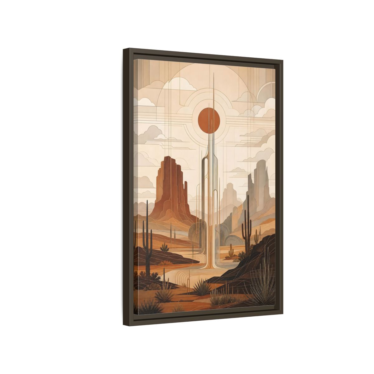 Nature Desert Landscape Art Deco Framed Canvas Wall Art - Decor for Living Room shown as canvas wall art