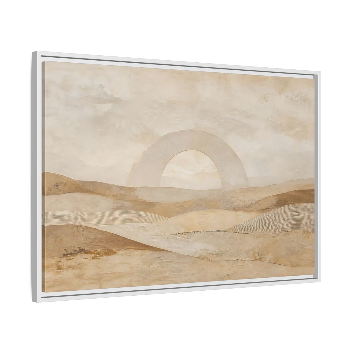 Side Mockup 9. Nature Desert Landscape Beige And Tan shown as stretched canvas wall art