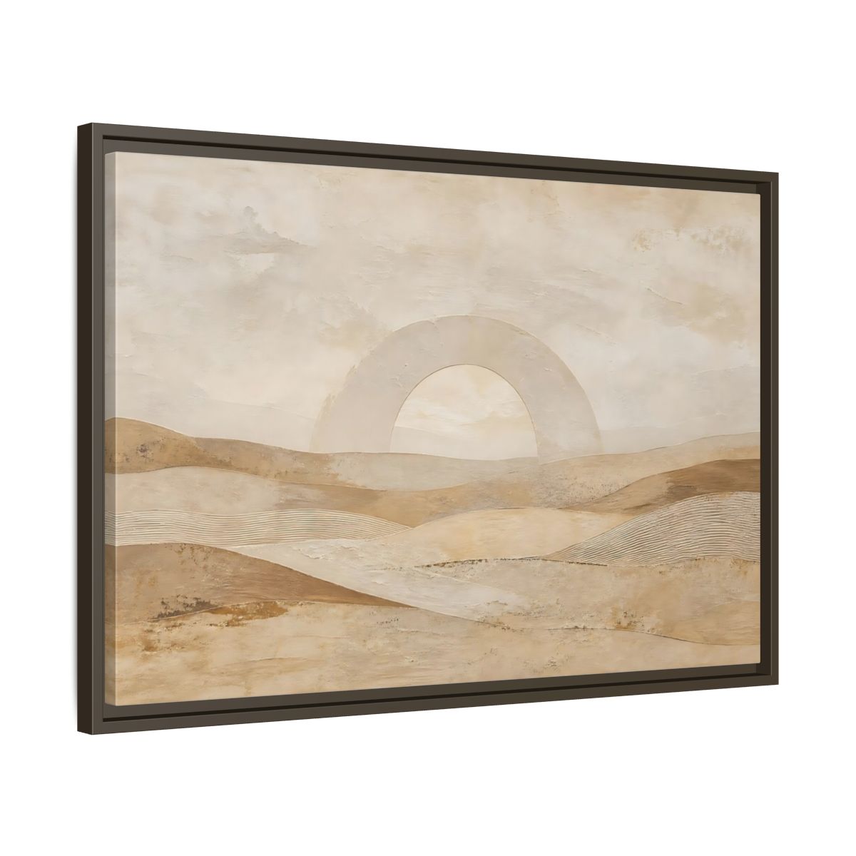 Side Mockup 11. Nature Desert Landscape Beige And Tan shown as stretched canvas wall art