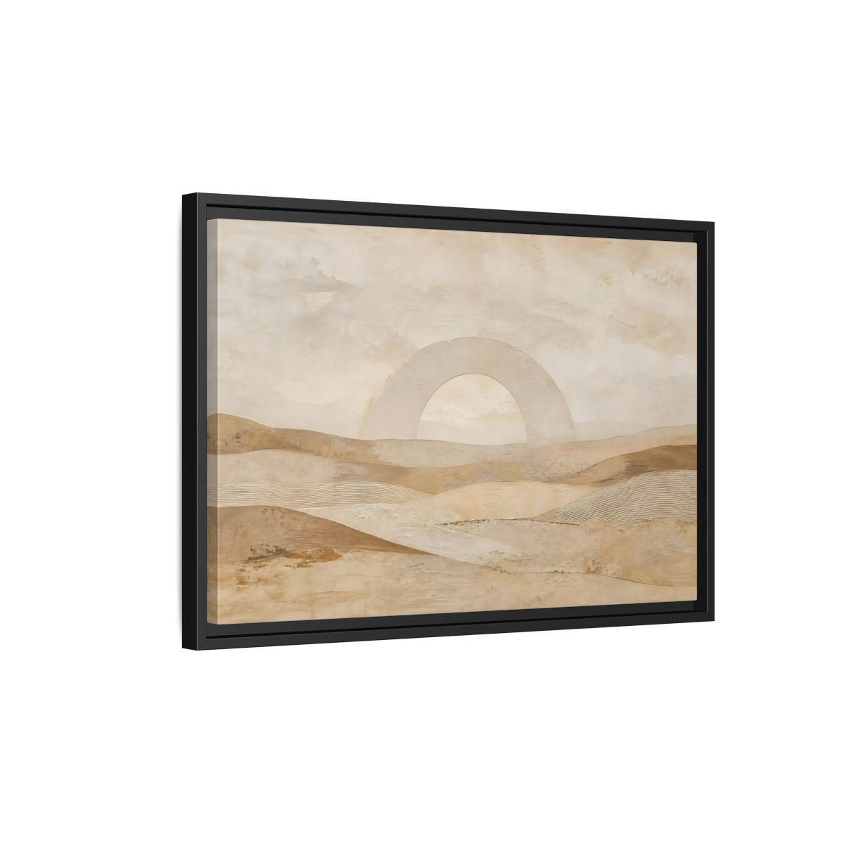 Side Mockup 3. Nature Desert Landscape Beige And Tan shown as stretched canvas wall art