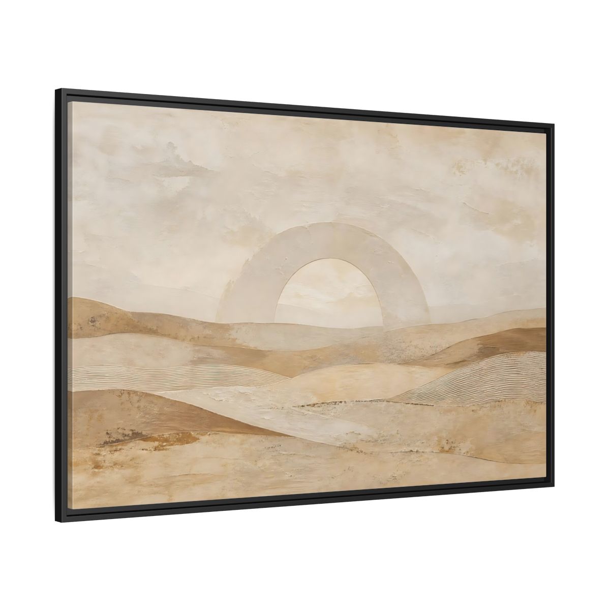 Side Mockup 12. Nature Desert Landscape Beige And Tan shown as stretched canvas wall art