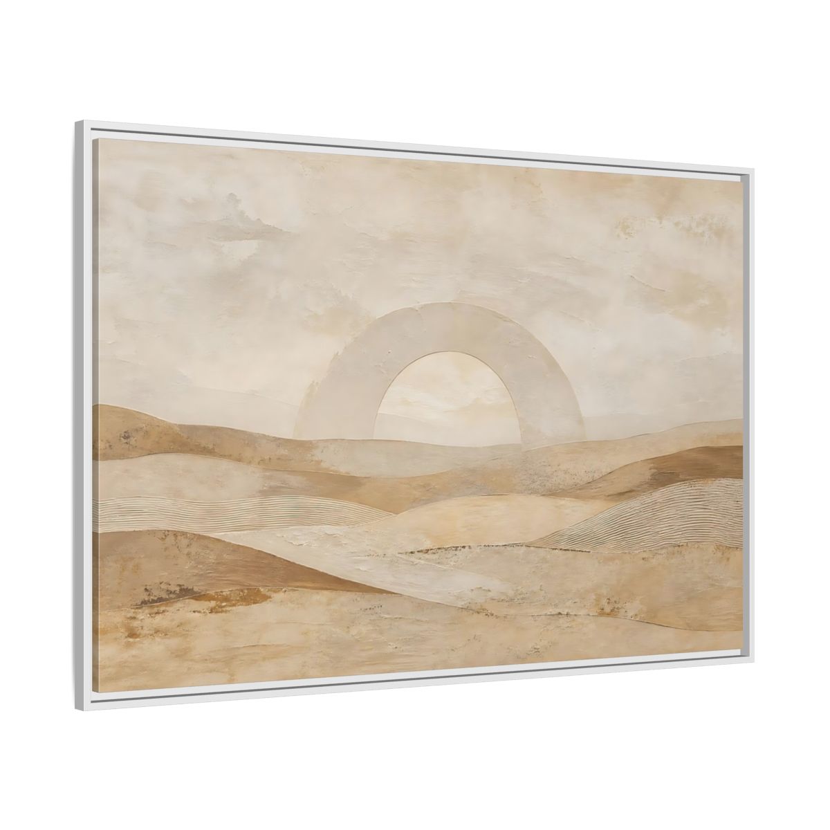 Side Mockup 7. Nature Desert Landscape Beige And Tan shown as stretched canvas wall art