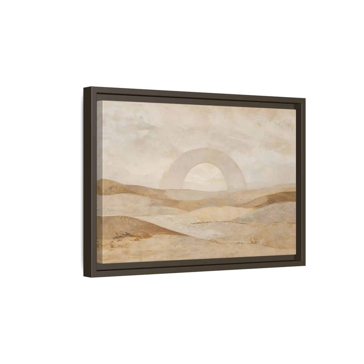 Side Mockup 5. Nature Desert Landscape Beige And Tan shown as stretched canvas wall art