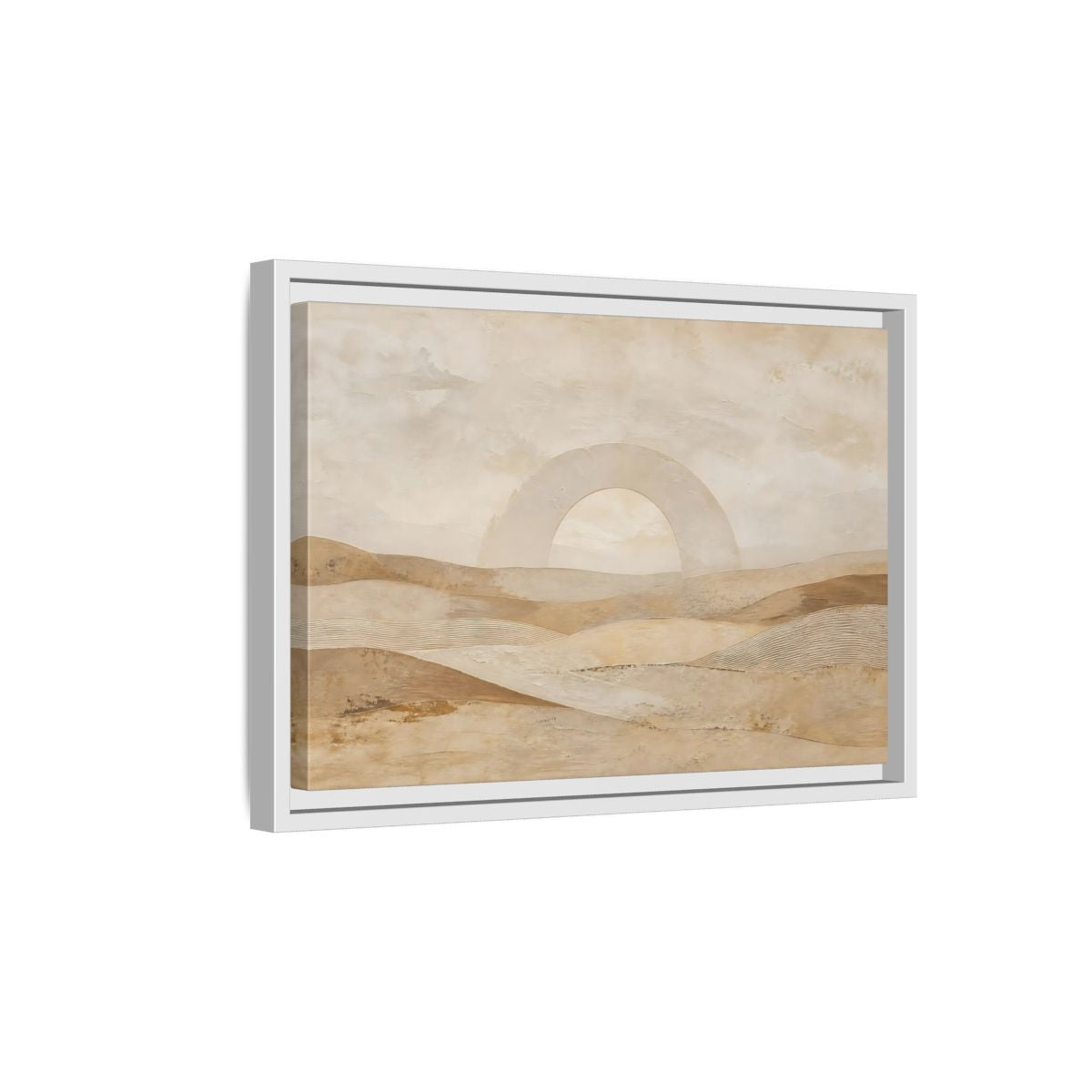 Side Mockup 4. Nature Desert Landscape Beige And Tan shown as stretched canvas wall art