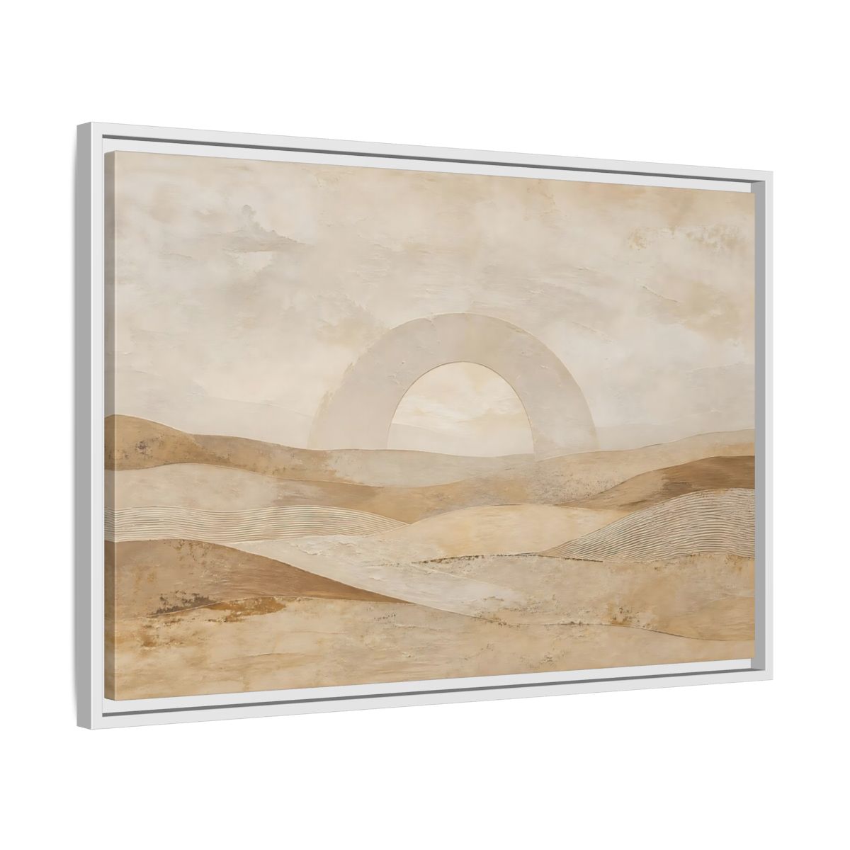 Side Mockup 10. Nature Desert Landscape Beige And Tan shown as stretched canvas wall art