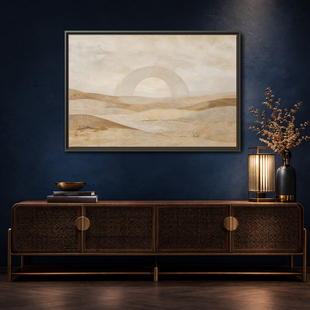 Mockup 4. Nature Desert Landscape Beige And Tan shown as stretched canvas wall art