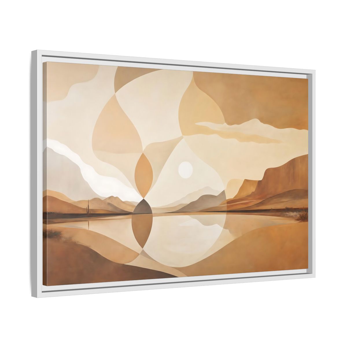 Side Mockup 10. Nature Desert Landscape Brown And Beige shown as stretched canvas wall art