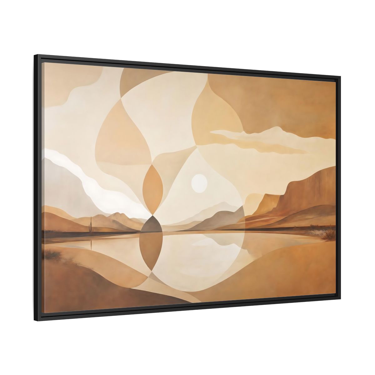 Side Mockup 12. Nature Desert Landscape Brown And Beige shown as stretched canvas wall art