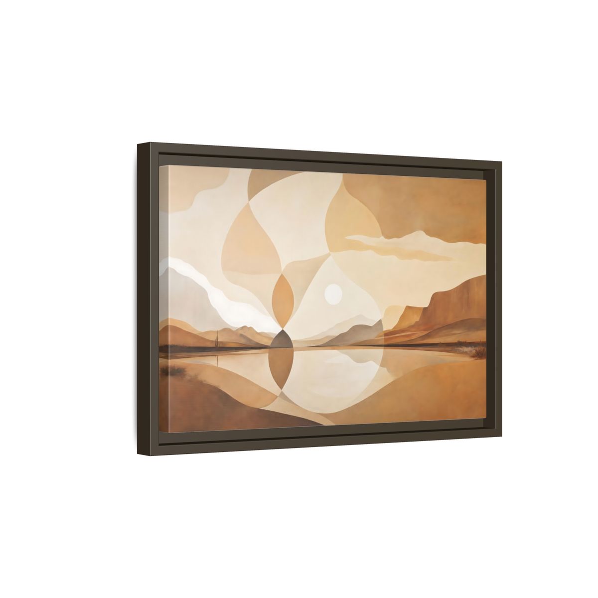 Side Mockup 5. Nature Desert Landscape Brown And Beige shown as stretched canvas wall art
