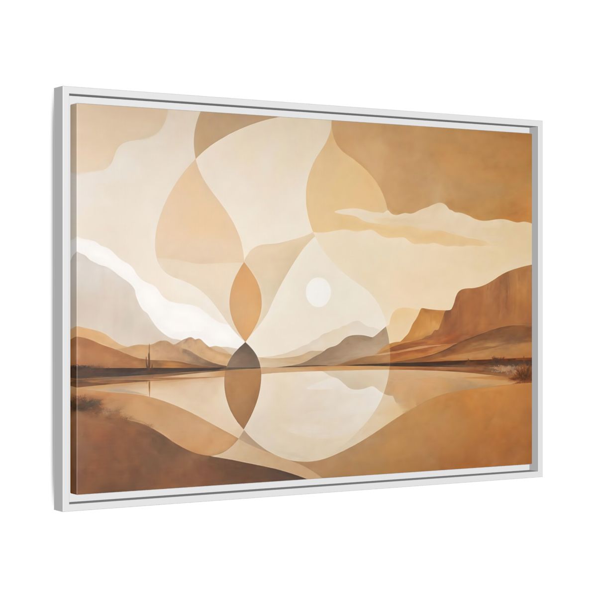Side Mockup 9. Nature Desert Landscape Brown And Beige shown as stretched canvas wall art