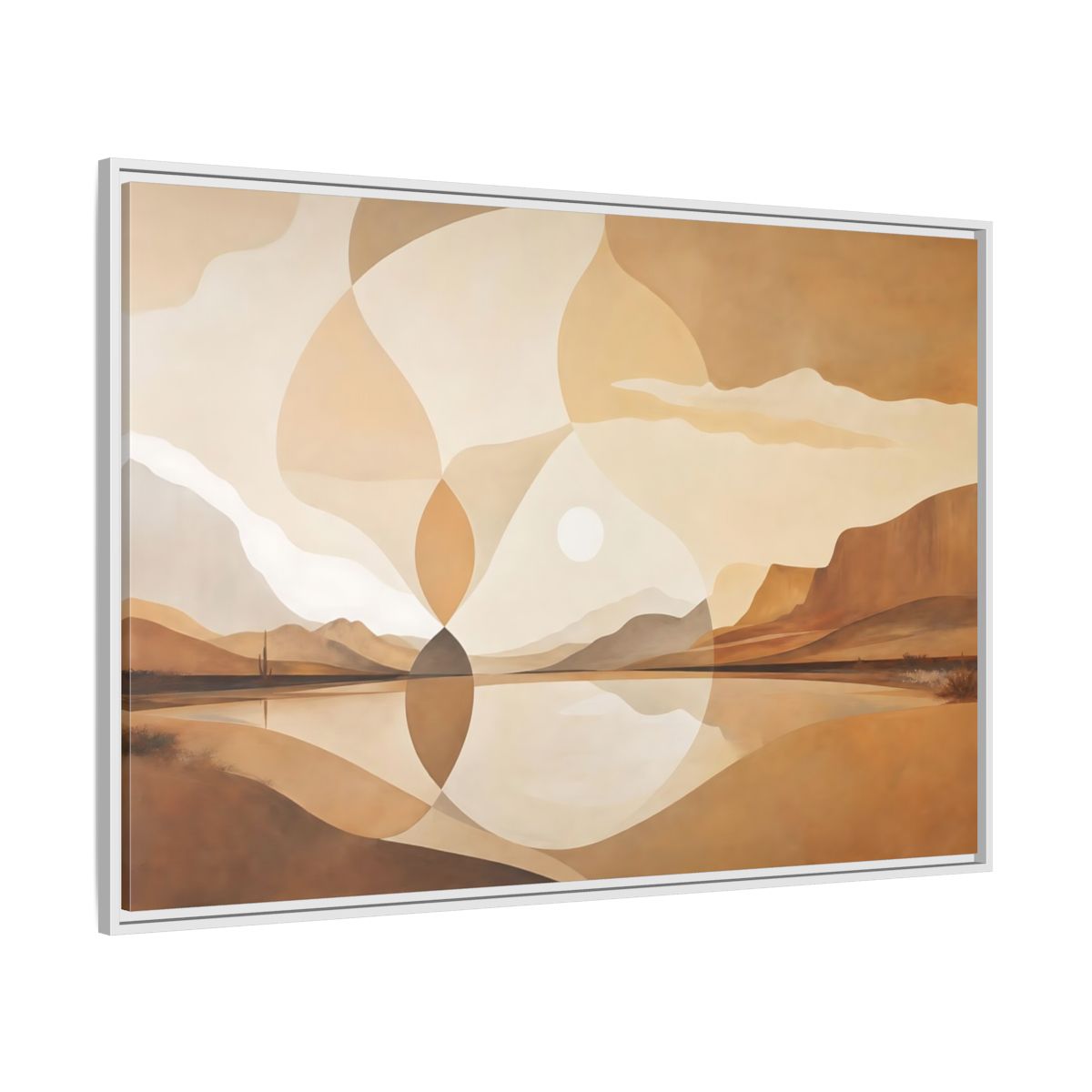 Side Mockup 7. Nature Desert Landscape Brown And Beige shown as stretched canvas wall art