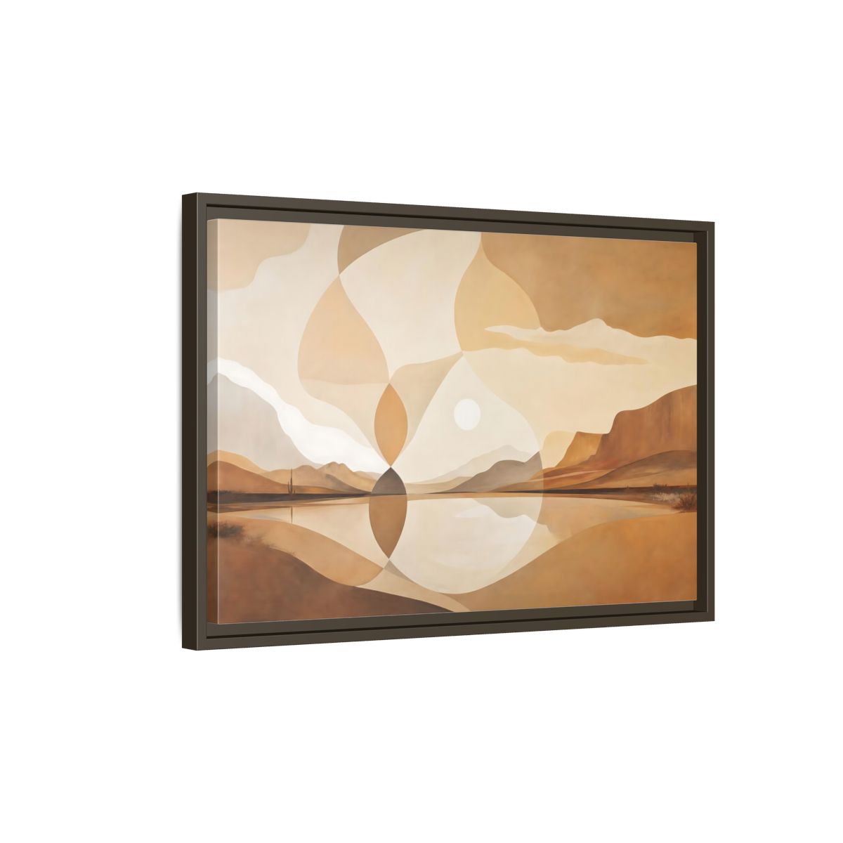 Side Mockup 2. Nature Desert Landscape Brown And Beige shown as stretched canvas wall art