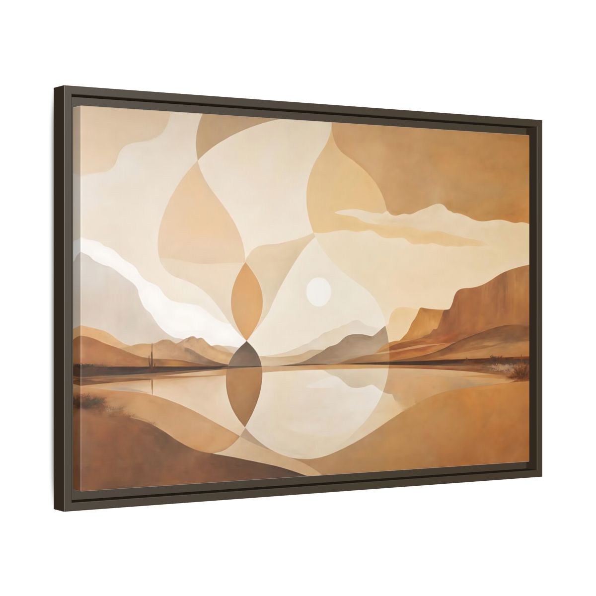 Side Mockup 11. Nature Desert Landscape Brown And Beige shown as stretched canvas wall art