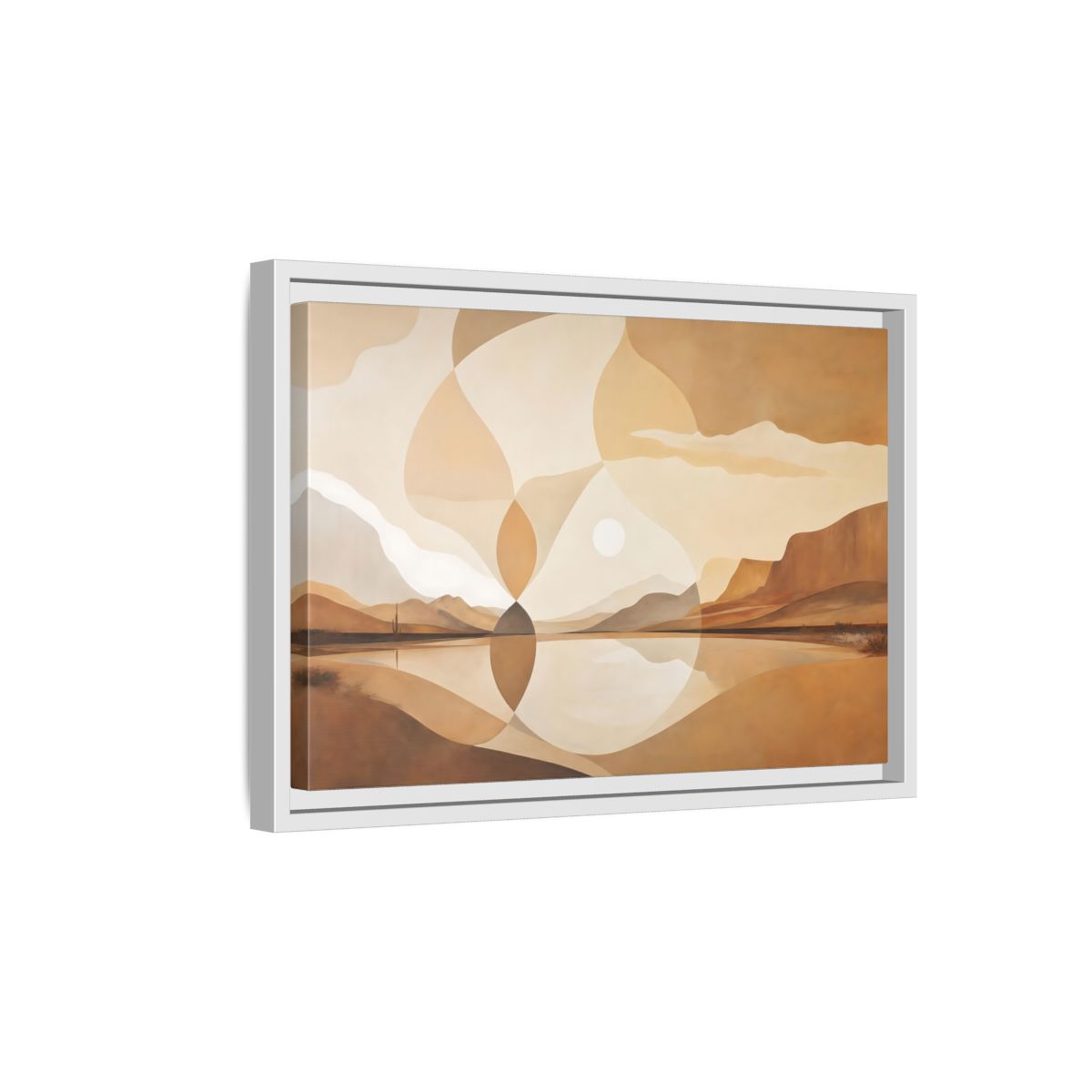 Side Mockup 4. Nature Desert Landscape Brown And Beige shown as stretched canvas wall art