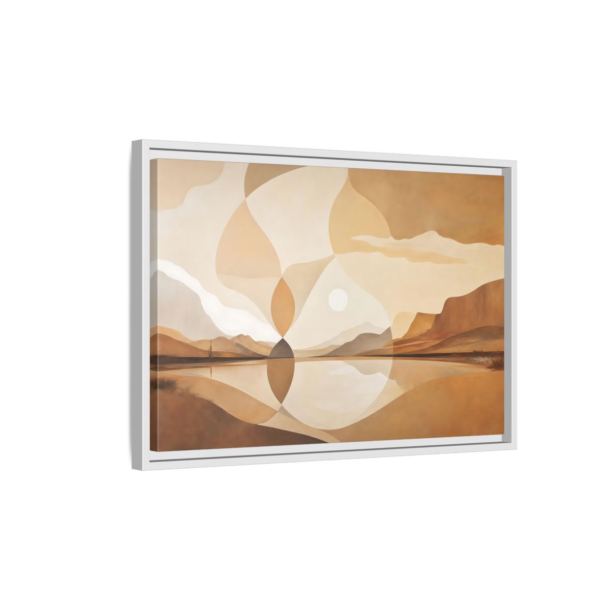Side Mockup 1. Nature Desert Landscape Brown And Beige shown as stretched canvas wall art