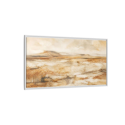 Side Mockup 3. Nature Desert Landscape Brown And Beige Landscape shown as stretched canvas wall art
