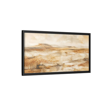 Side Mockup 2. Nature Desert Landscape Brown And Beige Landscape shown as stretched canvas wall art