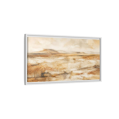 Side Mockup 1. Nature Desert Landscape Brown And Beige Landscape shown as stretched canvas wall art