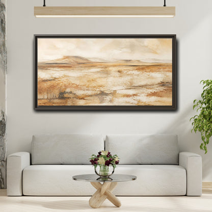 Mockup 2. Nature Desert Landscape Brown And Beige Landscape shown as stretched canvas wall art