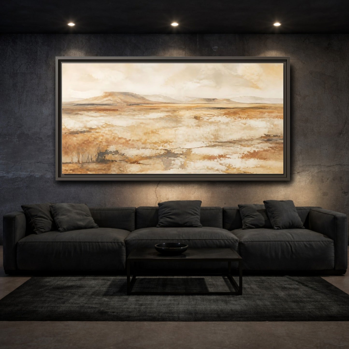 Mockup 3. Nature Desert Landscape Brown And Beige Landscape shown as stretched canvas wall art
