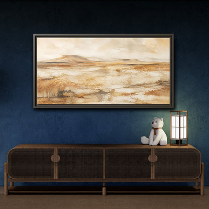 Mockup 4. Nature Desert Landscape Brown And Beige Landscape shown as stretched canvas wall art