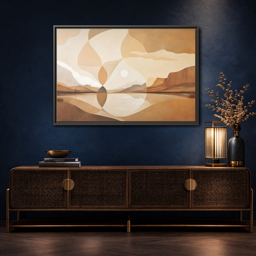 Mockup 4. Nature Desert Landscape Brown And Beige shown as stretched canvas wall art