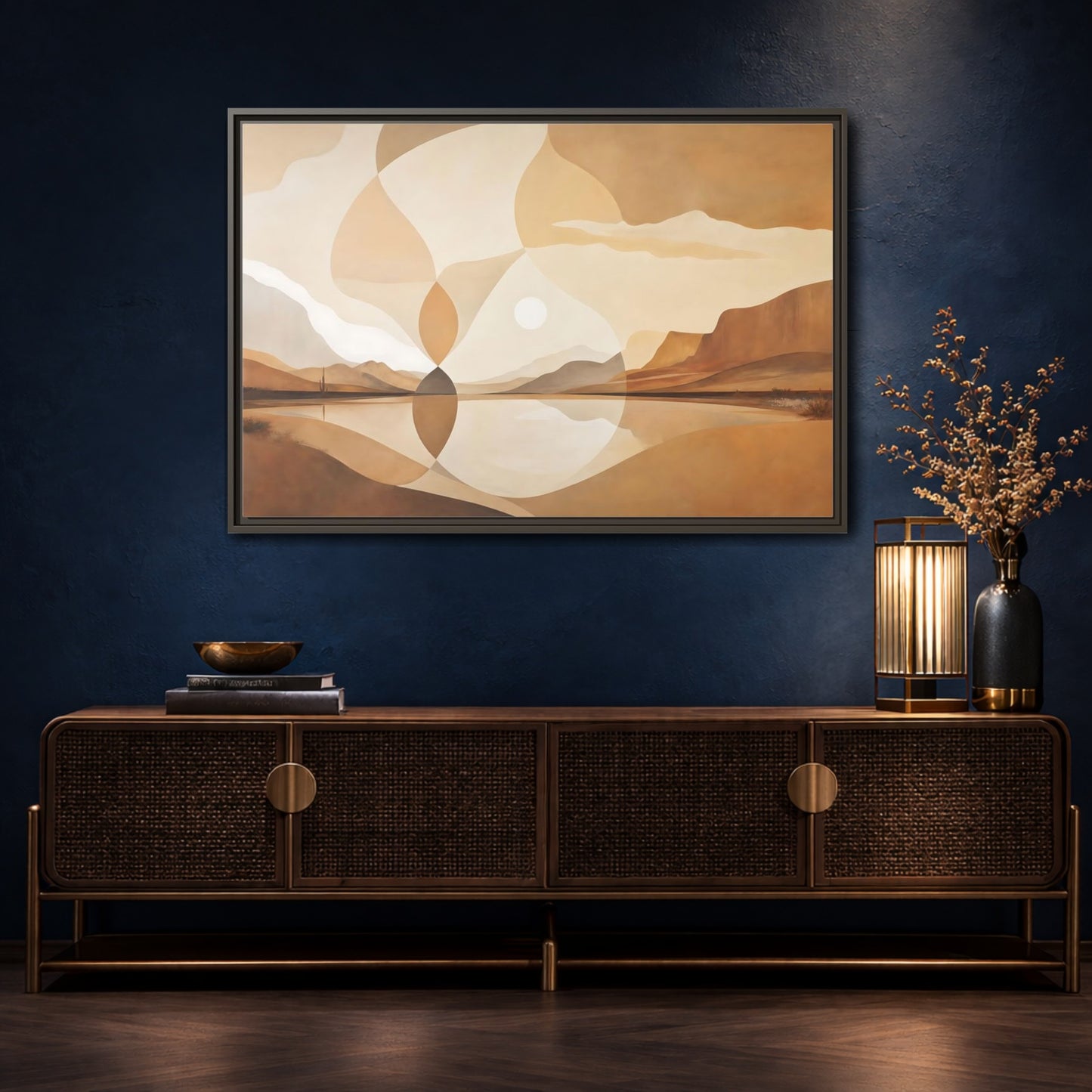 Mockup 4. Nature Desert Landscape Brown And Beige shown as stretched canvas wall art