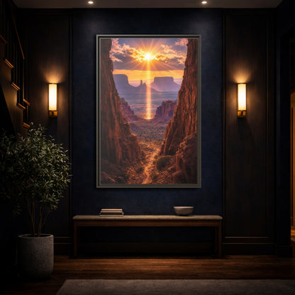 Mockup 4. Nature Desert Landscape Desert Sunset Canyon shown as stretched canvas wall art